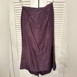 Laura Ashley Silk High-Low Skirt in Deep Purple, lined, zipper, flared hem. Sz14